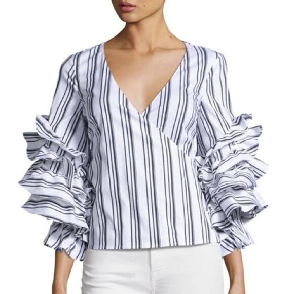 CAROLINE CONSTAS Ruffle Sleeve Top - Picture 1 of 6